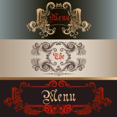 Set of antique menu designs luxury style N2