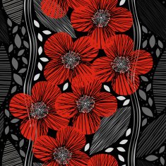Seamless pattern with poppies Hand-drawn floral background N2