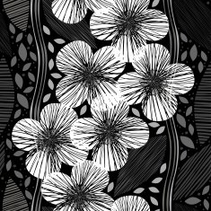 Monochrome seamless pattern of abstract flowers N8