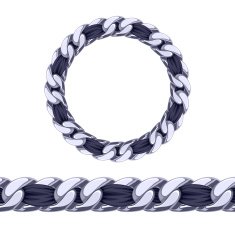 Silver chain with black fabric ribbon vector brush