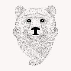 Sketch Bear with a beard and moustache Hand drawn vector