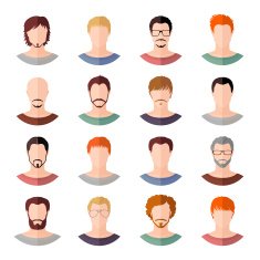 Avatars of men in modern flat design
