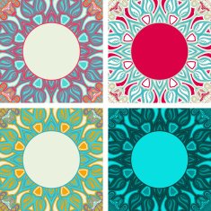Set of colorful frames with oriental pattern N2