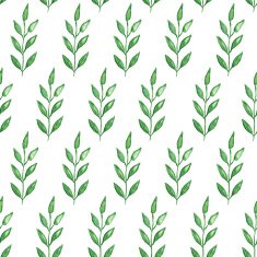 Seamless hand painted green herb pattern