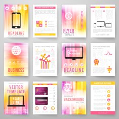 Set of abstract bright background for flyer brochure template N11