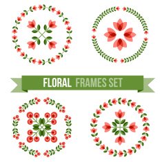 Set of design elements - round floral frames N12