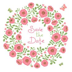 Save The Date Invitation with Floral Wreath N3