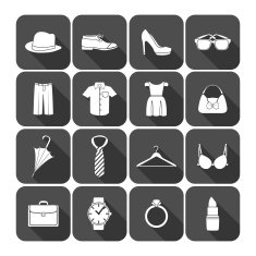 Men and women clothes accessories icons
