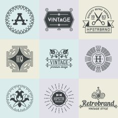 Assorted retro design insignias logotypes set 4 Vector vintage elements
