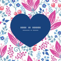 Vector pink flowers heart silhouette pattern frame N2