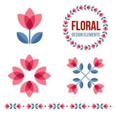 Set of design elements - retro flowers N6