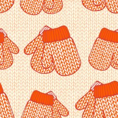 Seamless pattern with colorful stylized knitted mittens N6