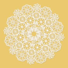 White lace serviette on yellow background