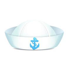 Peaked sailor hat with blue anchor