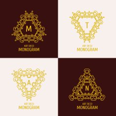 Vintage floral logo monogram design template