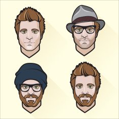 Set of flat design men's portraits