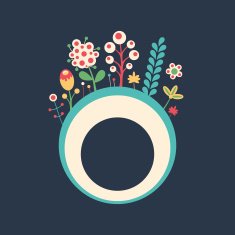 Colorful banner with flowers on dark background