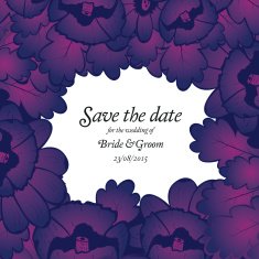 Wedding invitation card with purple flowers N7