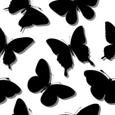Beautiful seamless background with butterflies silhouettes