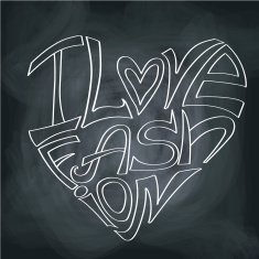 Silhouette of hearts from words Fashion illustration on school b