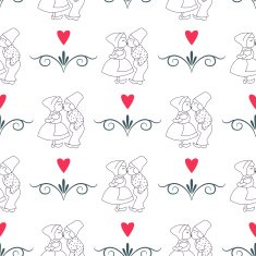 Seamless pattern with Dutch ornaments (Deflt blue style) N11