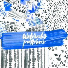 Set of watercolor abstract patterns