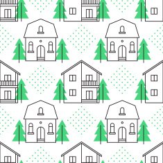Seamless pattern with country houses N7