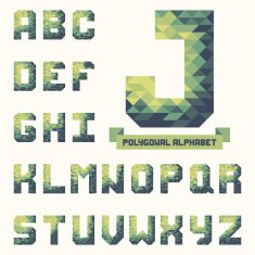 Full polygonal triangular alphabet Trendy typeset for your design