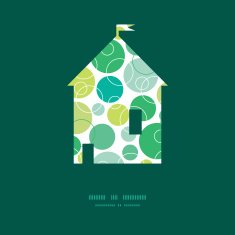 Vector abstract green circles house silhouette pattern frame
