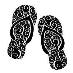 Flip flop black sandals with wave pattern