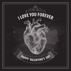 Valentine's Day card Retro engraving heart N3