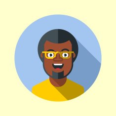 Black hipster guy with glasses Hipster icons series N2