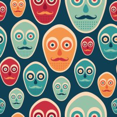 Colorful seamless pattern with hipster masks