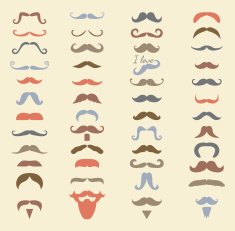 Vector colorful mustache icon set