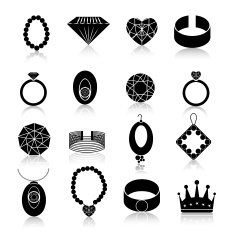 Jewelry icon set black