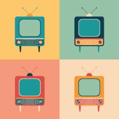 Colorful set of retro TVs