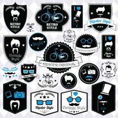 Collection of vintage hipster badges labels and stamps vector illustration N3