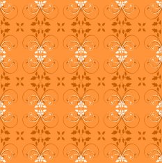 flower ornament on orange background (wallpaper)
