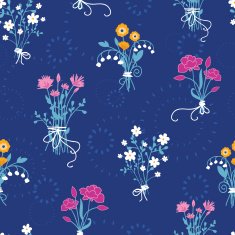 Fresh flower bouquets seamless pattern background