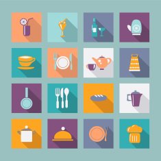 Icon Set vector of kitchen ware -illustration