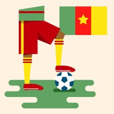 Cameroon national soccer kit and flag