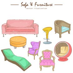 Water-color sketch of furniture