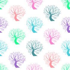 Seamless pattern colorful tree N2