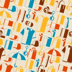Seamless pattern with promotional gifts and souvenirs