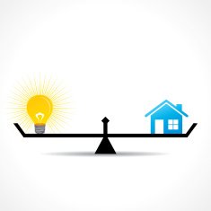 compare home and bulb idea concept