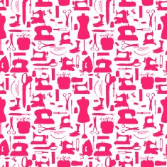 Seamless pattern sewing tools silhouettes