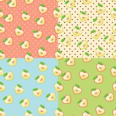 Heart of apples in seamless pattern with polka dot background N2