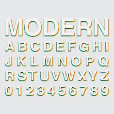 alphabetic fonts and numbers N38