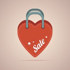 Heart paper bag with sale label