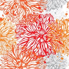 seamless pattern with asian watercolor flowers